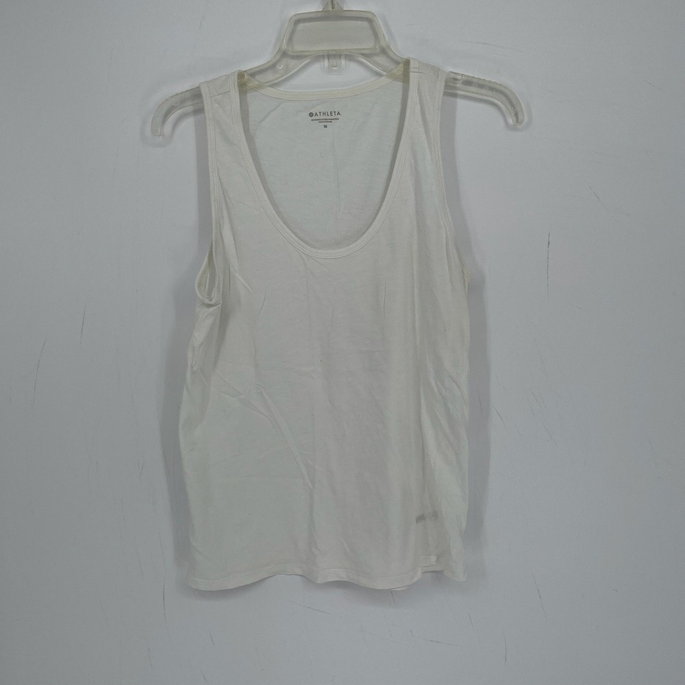 Athleta Women's Solid White Scoop Neck Sleeveless Organic Daily Tank Top Size M
